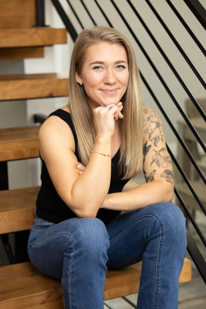 Close up portrait during brand session of woman in Utah.